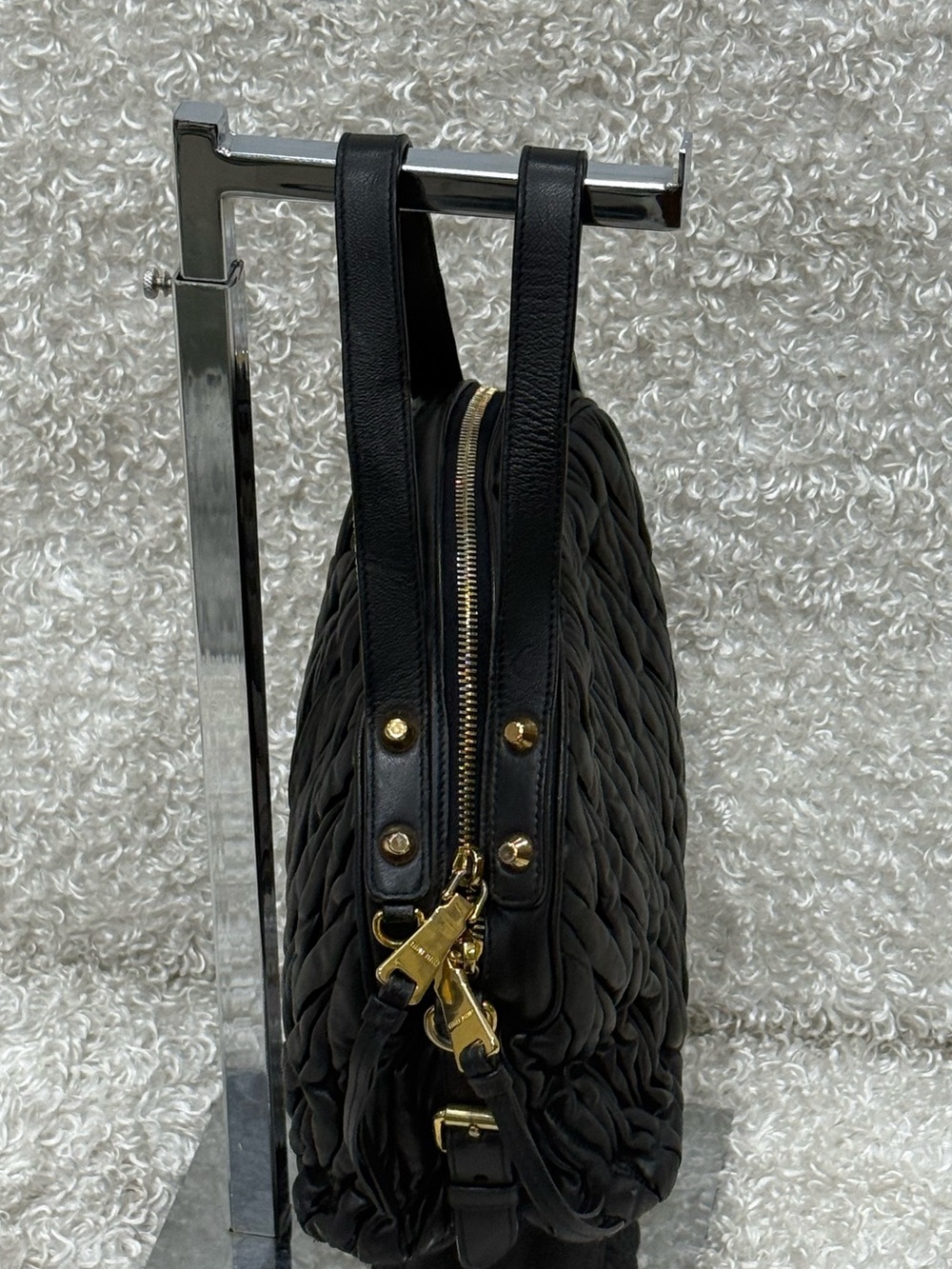MIU MIU Matelasse Leather Handbag Shoulder Bag Black - Picture 7 of 16